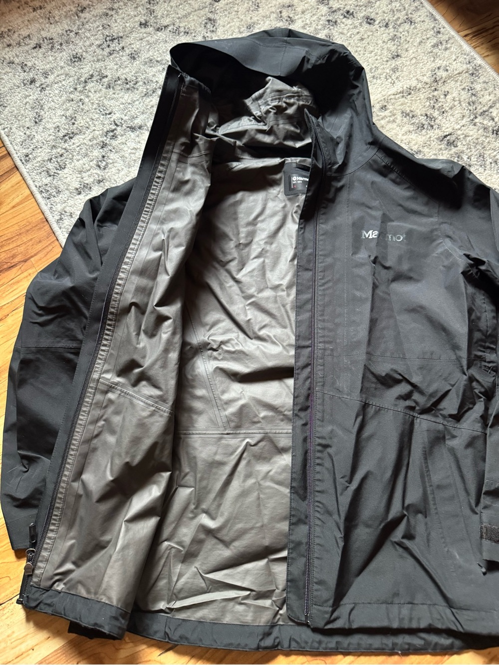 Women’s Marmot Black Waterproof Hooded Rain Jacket - Picture 2 of 3